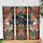 South Africa Gelukkige Kersfees Skinny Tumbler Black Santa Claus Riding Springbok