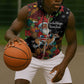 South Africa Gelukkige Kersfees Sleeveless Zip Hoodie Black Santa Claus Riding Springbok - African Pride