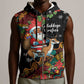 South Africa Gelukkige Kersfees Sleeveless Zip Hoodie Black Santa Claus Riding Springbok - African Pride