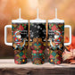 South Africa Gelukkige Kersfees Tumbler With Handle Black Santa Claus Riding Springbok