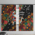 South Africa Gelukkige Kersfees Window Curtain Black Santa Claus Riding Springbok