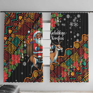 South Africa Gelukkige Kersfees Window Curtain Black Santa Claus Riding Springbok
