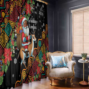 South Africa Gelukkige Kersfees Window Curtain Black Santa Claus Riding Springbok