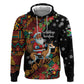 South Africa Gelukkige Kersfees Zip Hoodie Black Santa Claus Riding Springbok