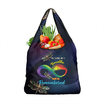 As Long As I Breathe You'll Be Remembered Grocery Bag Luxury Dragonfly - Feather Infinity