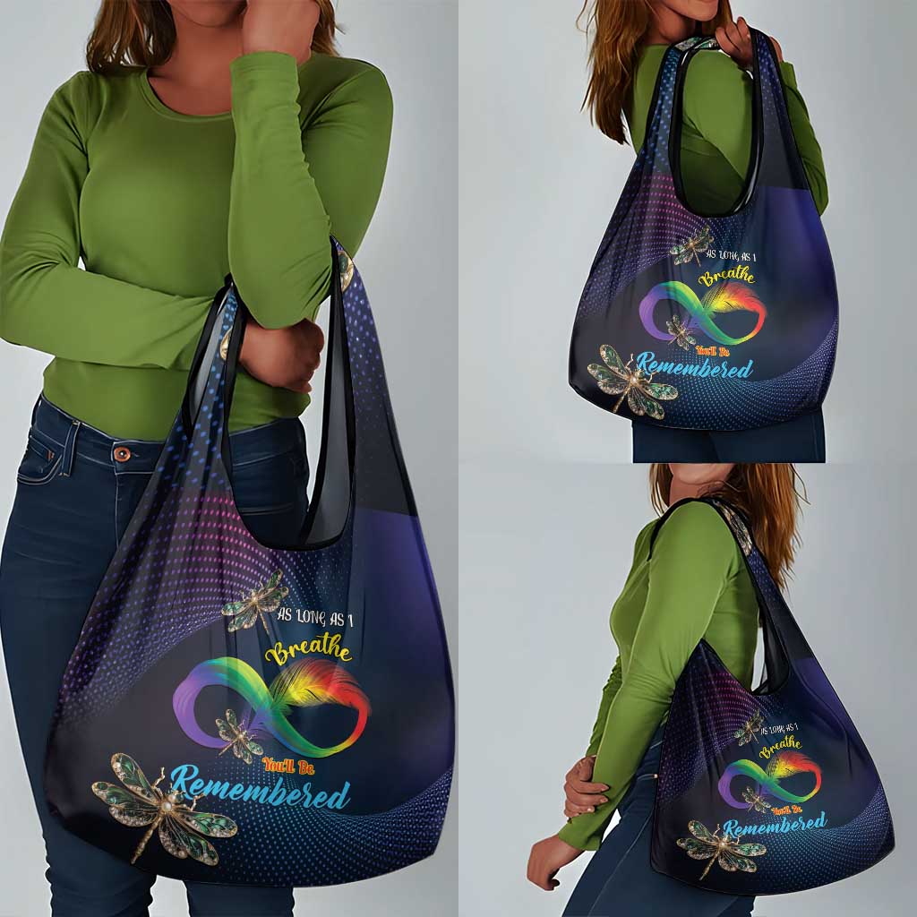 As Long As I Breathe You'll Be Remembered Grocery Bag Luxury Dragonfly - Feather Infinity