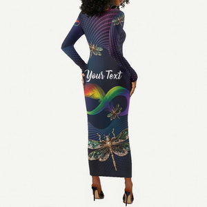Personalized As Long As I Breathe You'll Be Remembered Long Sleeve Bodycon Dress Luxury Dragonfly - Feather Infinity LT01