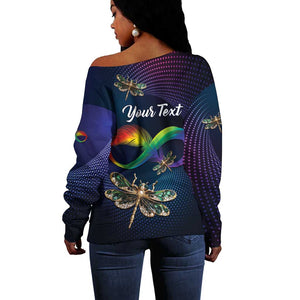 Personalized As Long As I Breathe You'll Be Remembered Off Shoulder Sweater Luxury Dragonfly - Feather Infinity