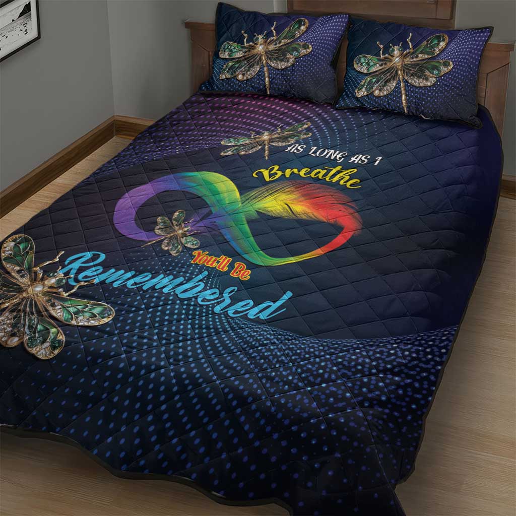 As Long As I Breathe You'll Be Remembered Quilt Bed Set Luxury Dragonfly - Feather Infinity