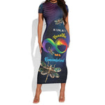 Personalized As Long As I Breathe You'll Be Remembered Short Sleeve Bodycon Dress Luxury Dragonfly - Feather Infinity LT01
