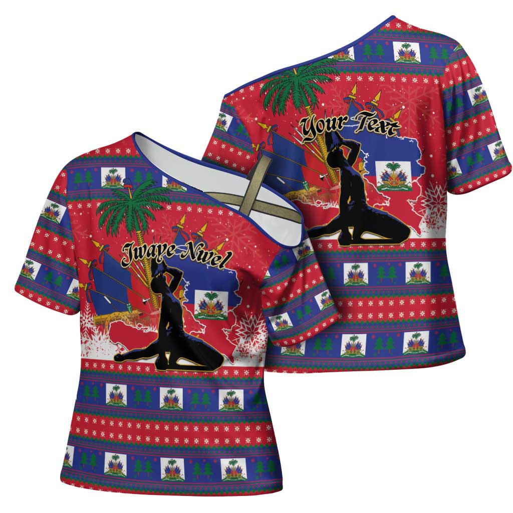 Personalized Ayiti Jwaye Nwel Cross Shoulder Shirt Haiti Merry Christmas