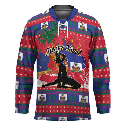 Personalized Ayiti Jwaye Nwel Hockey Jersey Haiti Merry Christmas