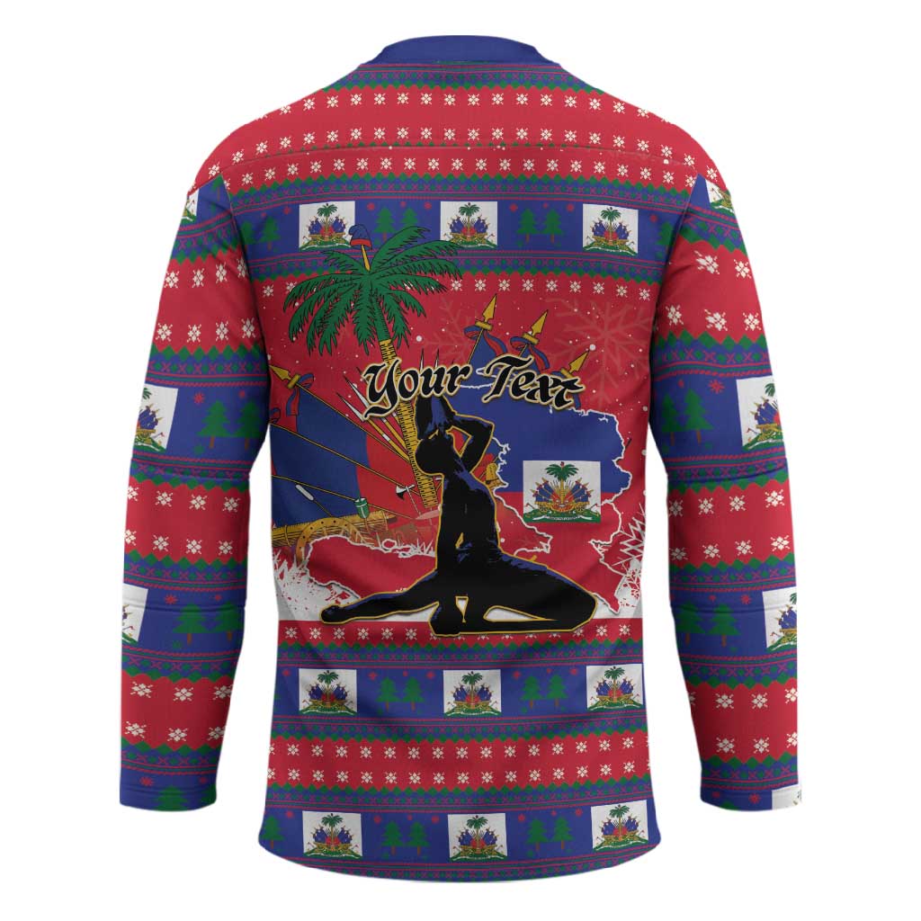 Personalized Ayiti Jwaye Nwel Hockey Jersey Haiti Merry Christmas
