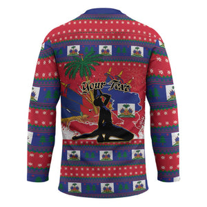 Personalized Ayiti Jwaye Nwel Hockey Jersey Haiti Merry Christmas