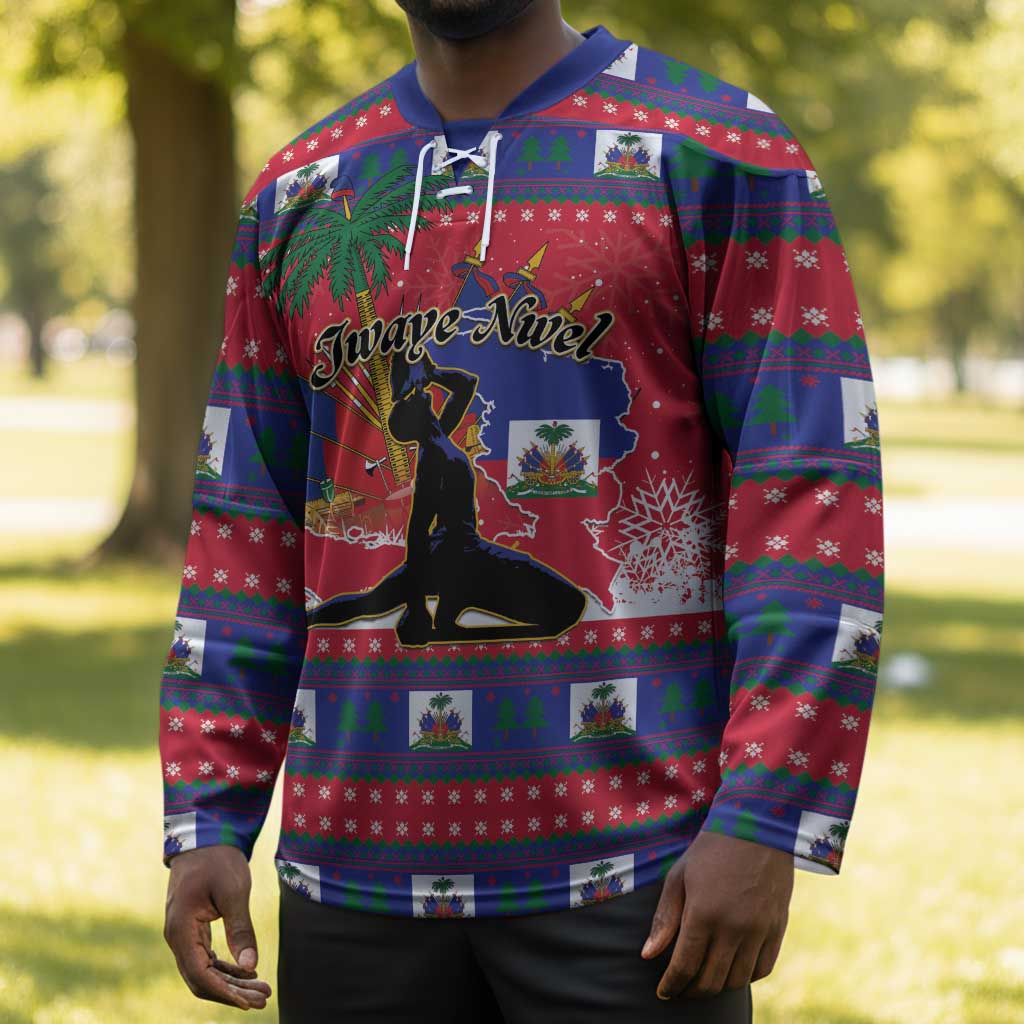 Personalized Ayiti Jwaye Nwel Hockey Jersey Haiti Merry Christmas