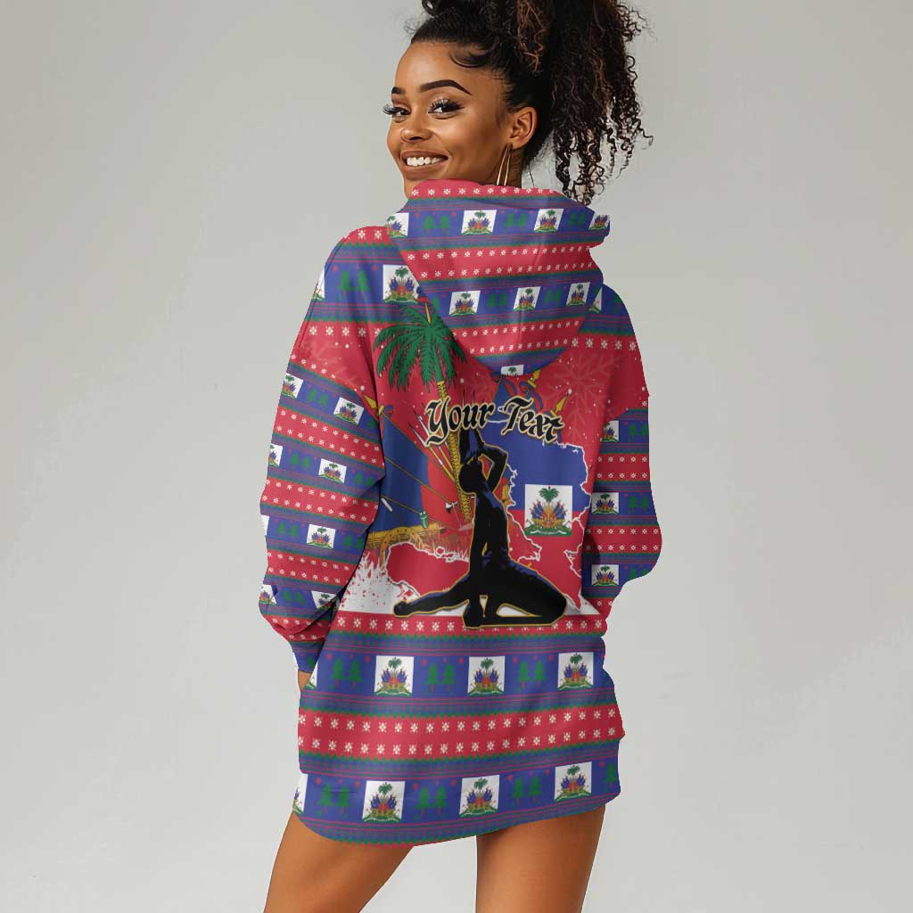 Personalized Ayiti Jwaye Nwel Hoodie Dress Haiti Merry Christmas - African Pride