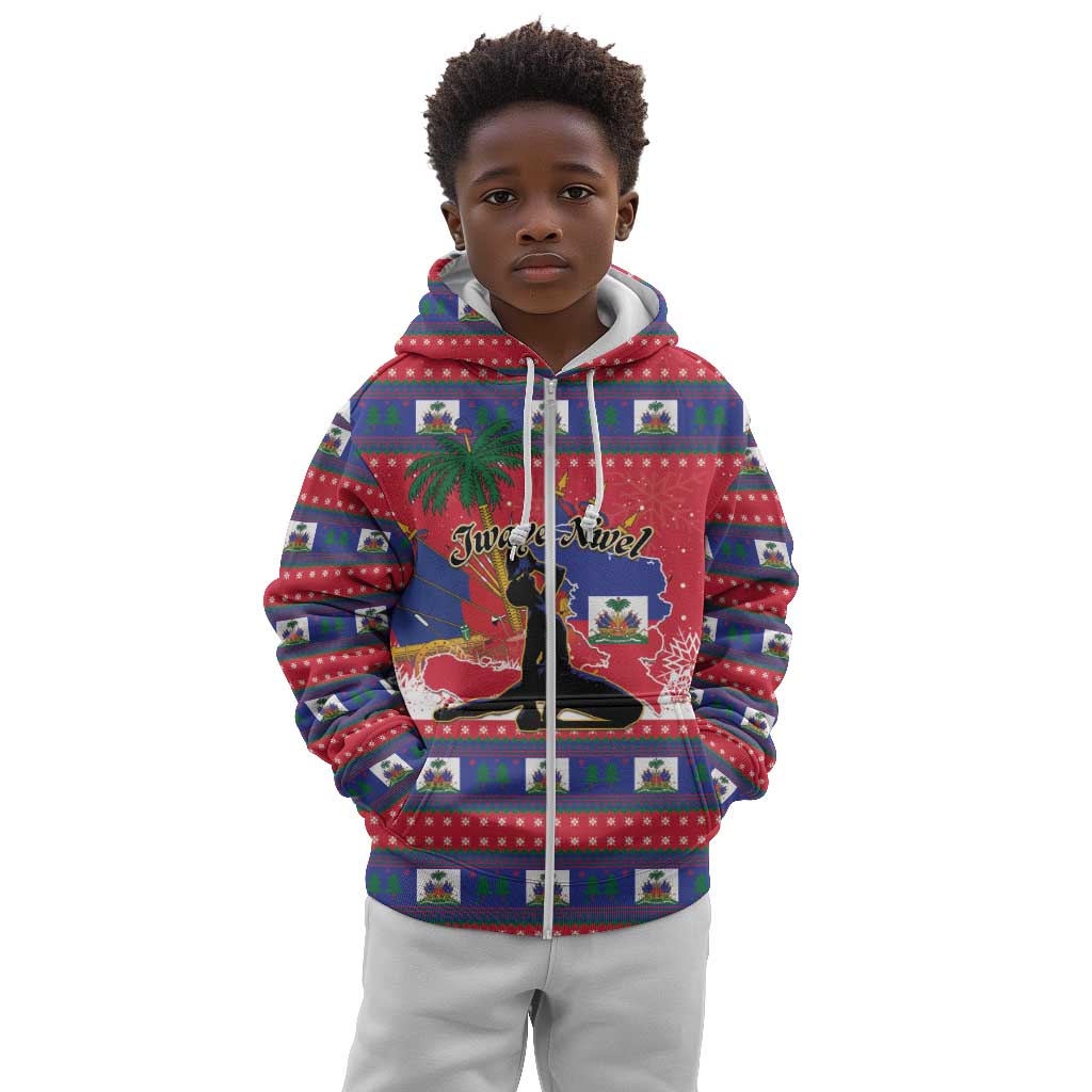 Personalized Ayiti Jwaye Nwel Kid Hoodie Haiti Merry Christmas - African Pride