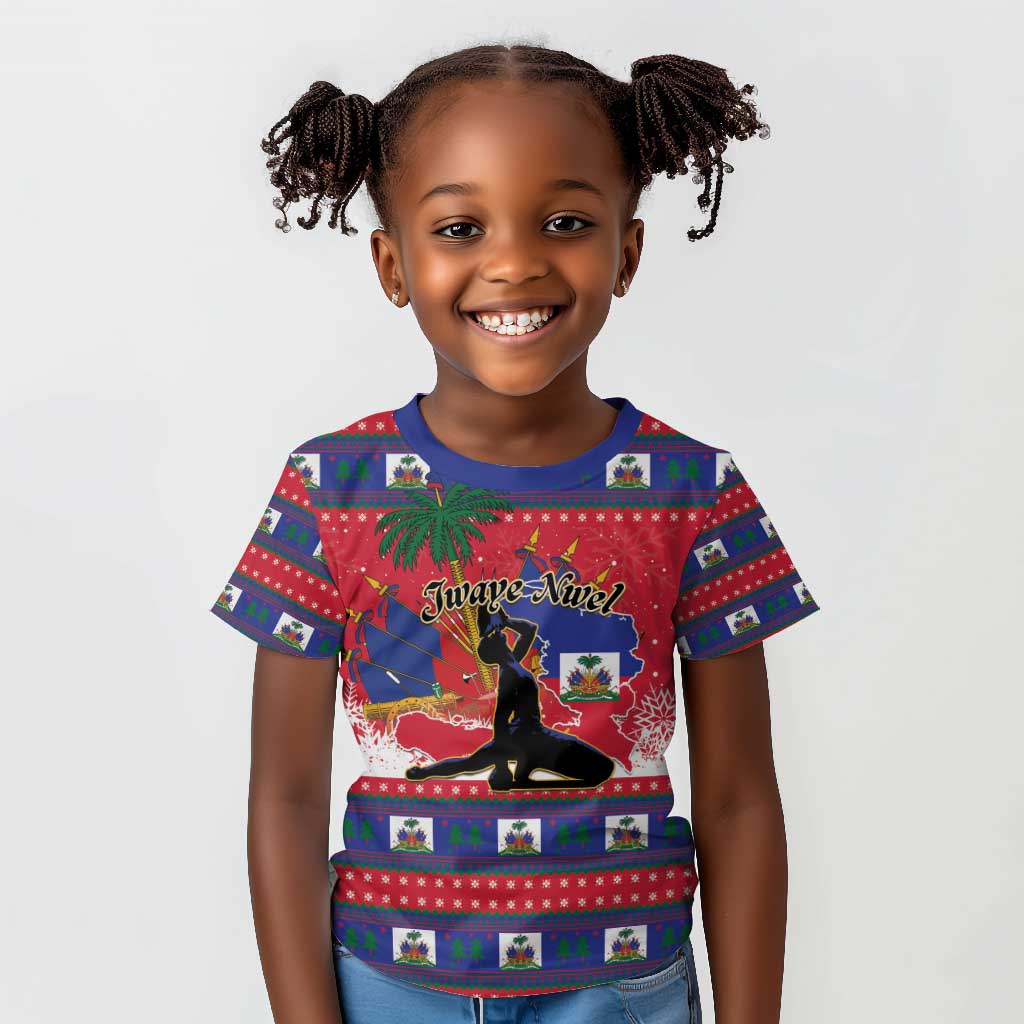 Personalized Ayiti Jwaye Nwel Kid T shirt Haiti Merry Christmas - African Pride