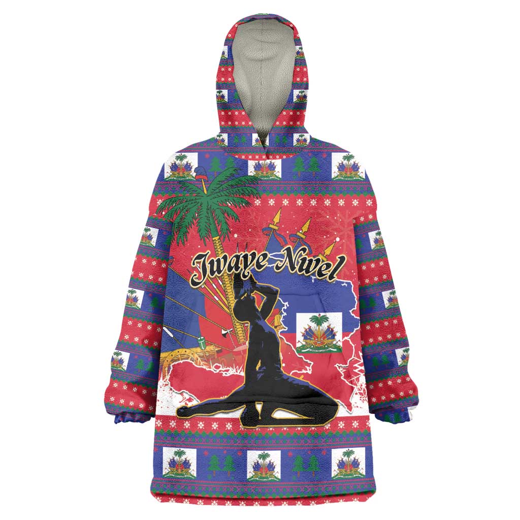 Personalized Ayiti Jwaye Nwel Kid Wearable Blanket Hoodie Haiti Merry Christmas - African Pride
