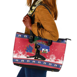 Ayiti Jwaye Nwel Leather Tote Bag Haiti Merry Christmas - African Pride