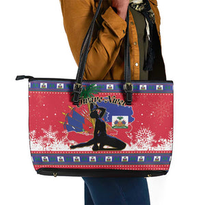 Ayiti Jwaye Nwel Leather Tote Bag Haiti Merry Christmas - African Pride