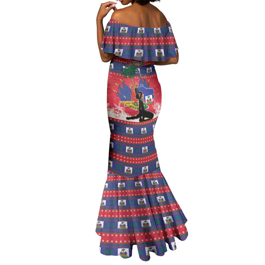 Personalized Ayiti Jwaye Nwel Mermaid Dress Haiti Merry Christmas - African Pride