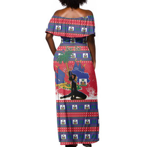 Personalized Ayiti Jwaye Nwel Off Shoulder Maxi Dress Haiti Merry Christmas - African Pride