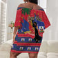 Personalized Ayiti Jwaye Nwel Off Shoulder Short Dress Haiti Merry Christmas - African Pride