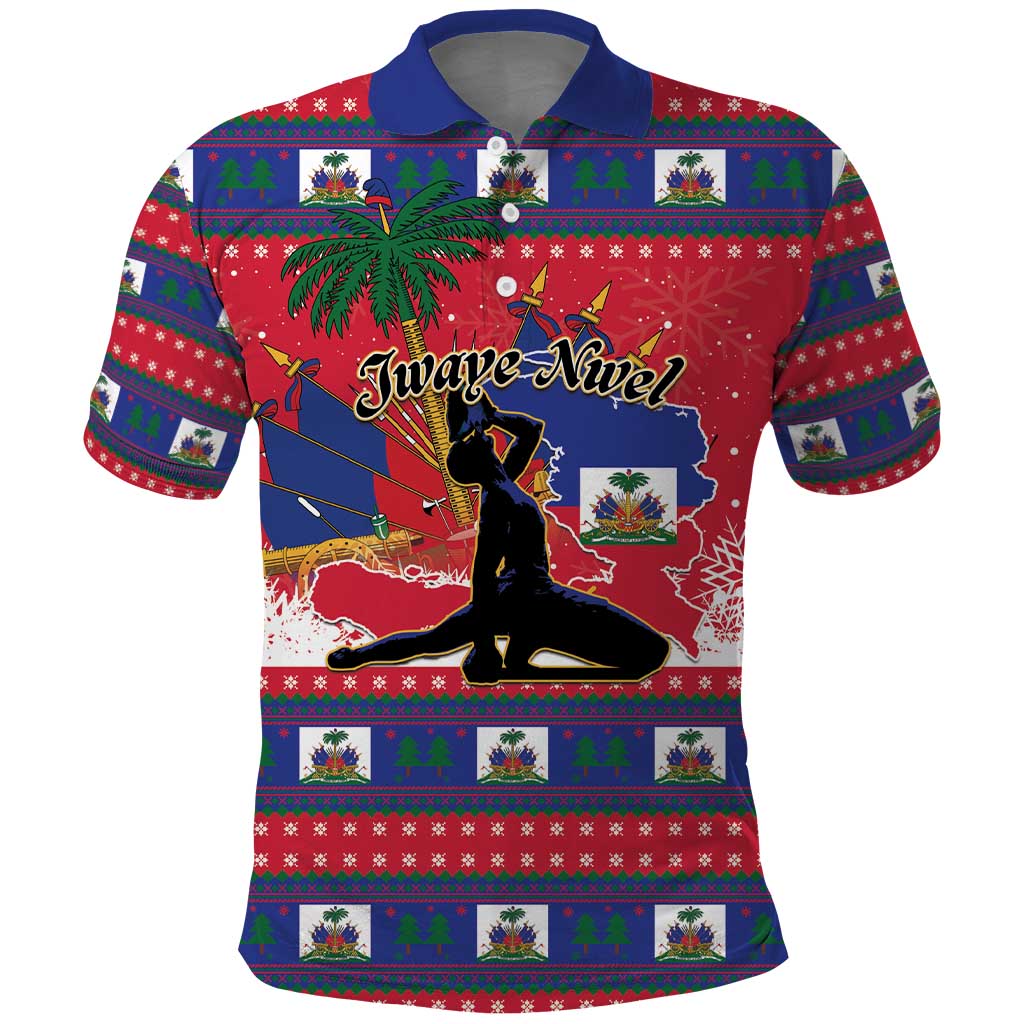 Personalized Ayiti Jwaye Nwel Polo Shirt Haiti Merry Christmas - African Pride