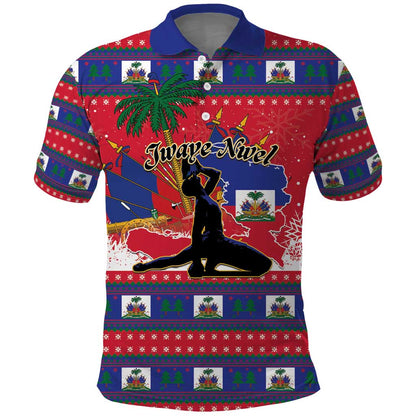 Personalized Ayiti Jwaye Nwel Polo Shirt Haiti Merry Christmas - African Pride