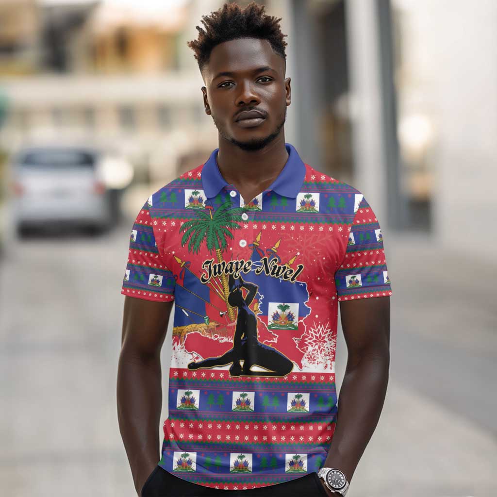 Personalized Ayiti Jwaye Nwel Polo Shirt Haiti Merry Christmas - African Pride