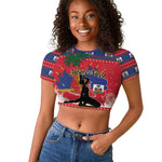 Personalized Ayiti Jwaye Nwel Raglan Cropped T shirt Haiti Merry Christmas - African Pride