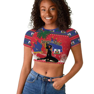 Personalized Ayiti Jwaye Nwel Raglan Cropped T shirt Haiti Merry Christmas - African Pride
