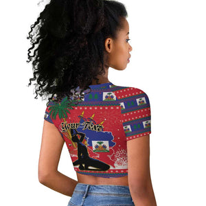 Personalized Ayiti Jwaye Nwel Raglan Cropped T shirt Haiti Merry Christmas - African Pride