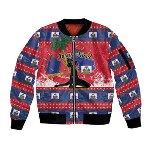 Personalized Ayiti Jwaye Nwel Sleeve Zip Bomber Jacket Haiti Merry Christmas - African Pride