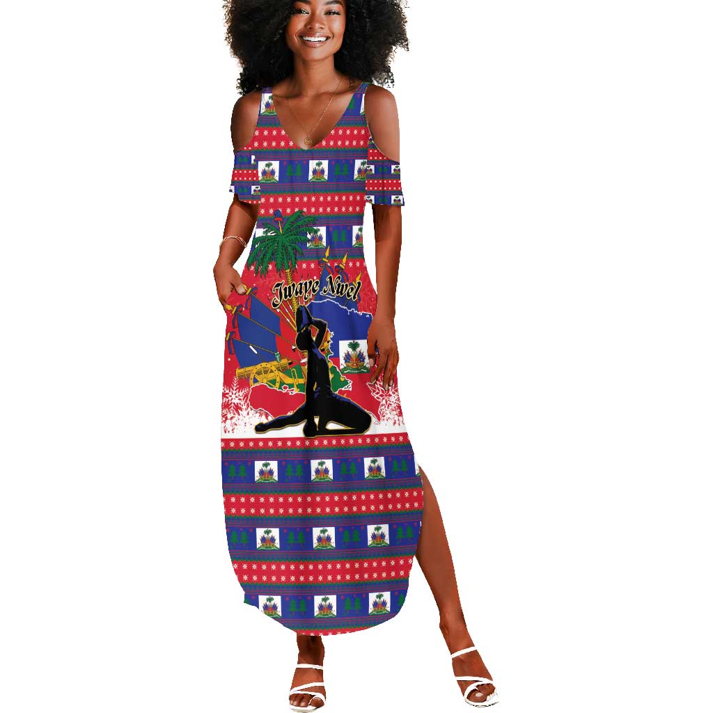Personalized Ayiti Jwaye Nwel Summer Maxi Dress Haiti Merry Christmas - African Pride