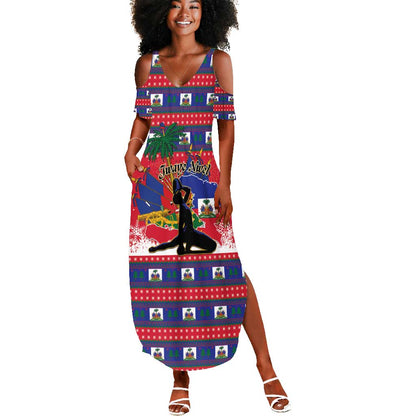 Personalized Ayiti Jwaye Nwel Summer Maxi Dress Haiti Merry Christmas - African Pride