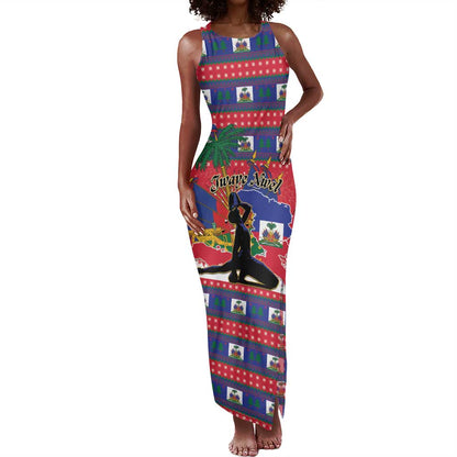 Personalized Ayiti Jwaye Nwel Tank Maxi Dress Haiti Merry Christmas - African Pride