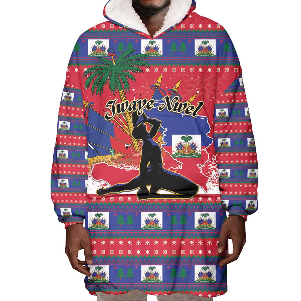 Personalized Ayiti Jwaye Nwel Wearable Blanket Hoodie Haiti Merry Christmas - African Pride