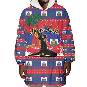 Personalized Ayiti Jwaye Nwel Wearable Blanket Hoodie Haiti Merry Christmas - African Pride