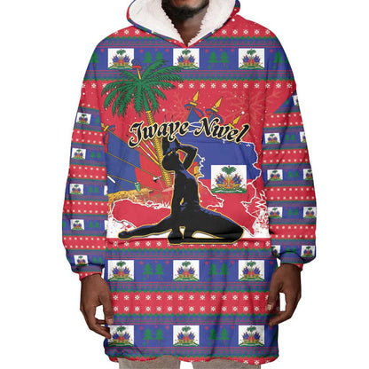 Personalized Ayiti Jwaye Nwel Wearable Blanket Hoodie Haiti Merry Christmas - African Pride