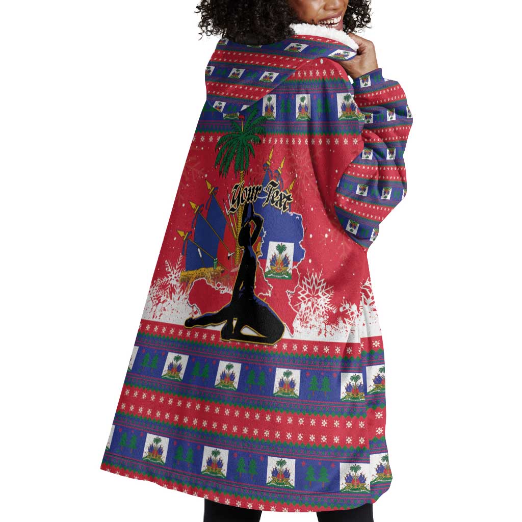 Personalized Ayiti Jwaye Nwel Wearable Blanket Hoodie Haiti Merry Christmas - African Pride