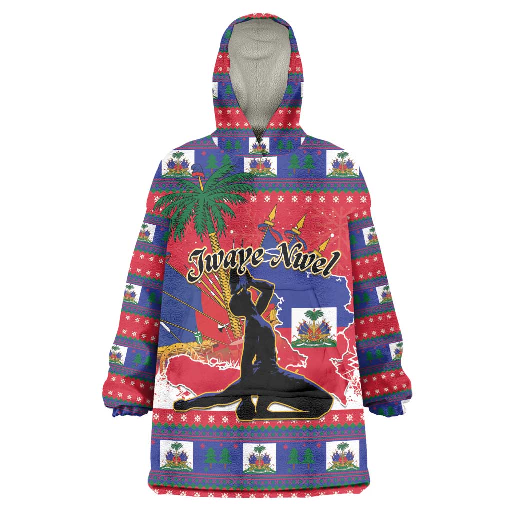 Personalized Ayiti Jwaye Nwel Wearable Blanket Hoodie Haiti Merry Christmas - African Pride
