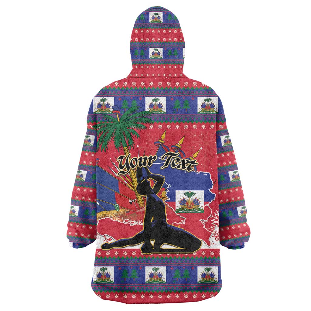 Personalized Ayiti Jwaye Nwel Wearable Blanket Hoodie Haiti Merry Christmas - African Pride