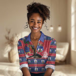 Personalized Ayiti Jwaye Nwel Women Casual Shirt Haiti Merry Christmas - African Pride