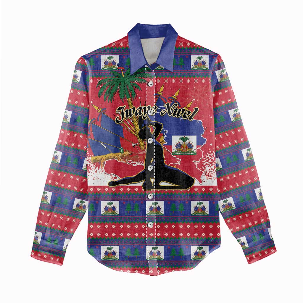 Personalized Ayiti Jwaye Nwel Women Casual Shirt Haiti Merry Christmas - African Pride