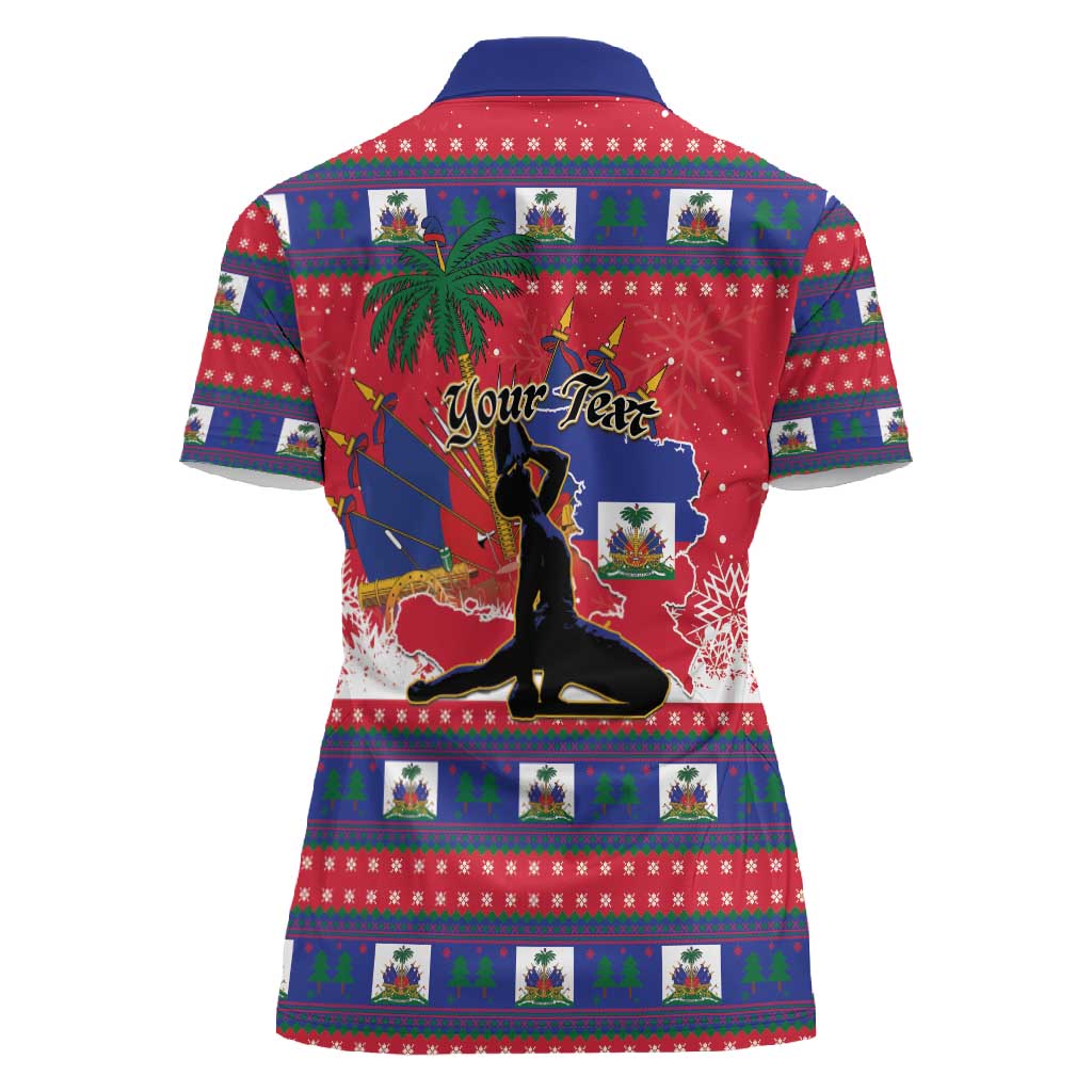 Personalized Ayiti Jwaye Nwel Women Polo Shirt Haiti Merry Christmas - African Pride