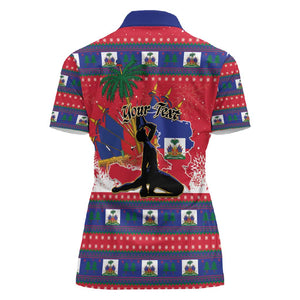 Personalized Ayiti Jwaye Nwel Women Polo Shirt Haiti Merry Christmas - African Pride