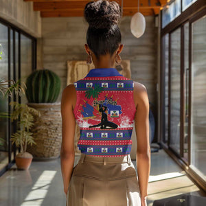Personalized Ayiti Jwaye Nwel Women Sleeveless Polo Shirt Haiti Merry Christmas - African Pride