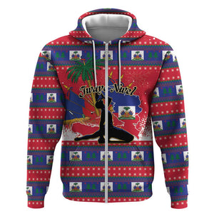 Personalized Ayiti Jwaye Nwel Zip Hoodie Haiti Merry Christmas - African Pride